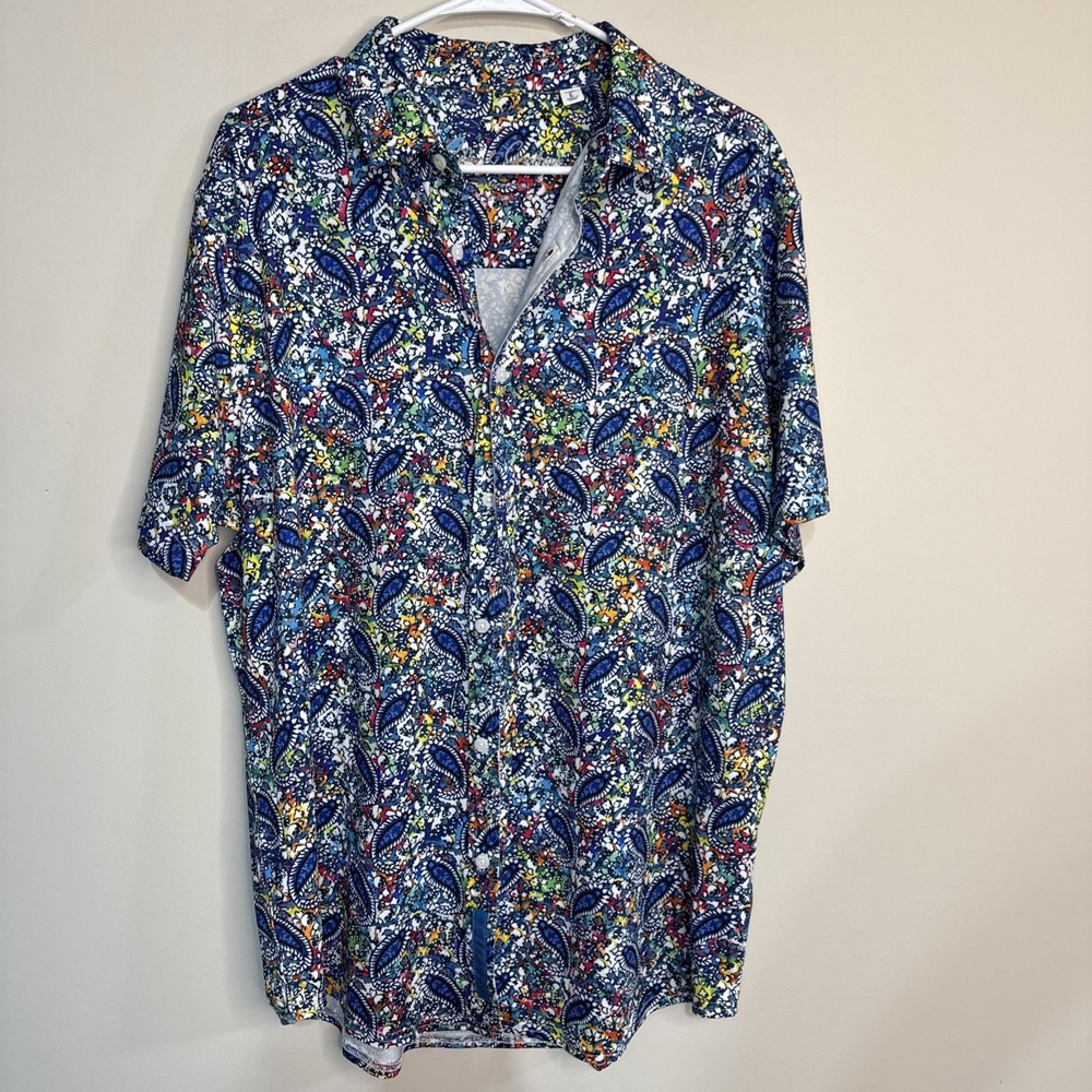 Men's Robert Graham Classic‎ Fit Shirt Multi Color UV Protection Stretch Size L